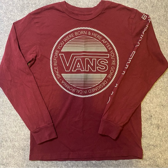 Vans Boys Burgundy Graphic Long Sleeve Tee, Size SM (8-10) - Picture 5 of 8